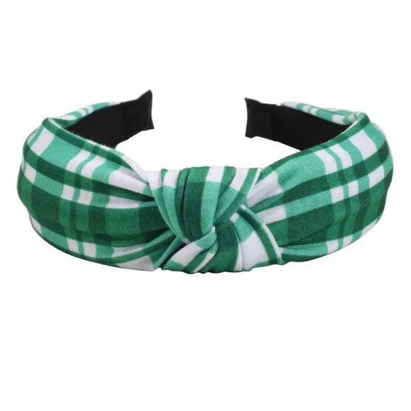 Accessories - St. Patricks Day Green Striped Headband - Cross Top Knot Hair Bands Hairband NEW